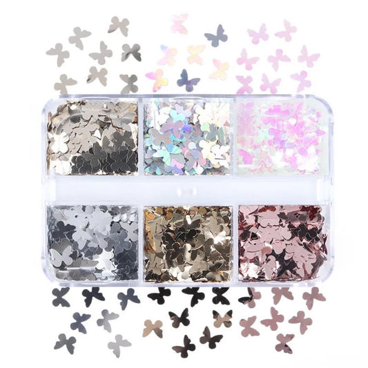 Butterfly Sequins - Nail Art - 6 Grids